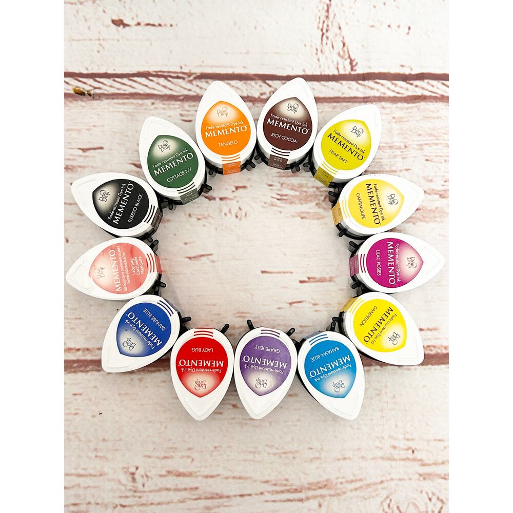 MEMENTO Dew Drop Dye Ink Pad Lot of 12 Assorted Colors Scrapbooking Stamping